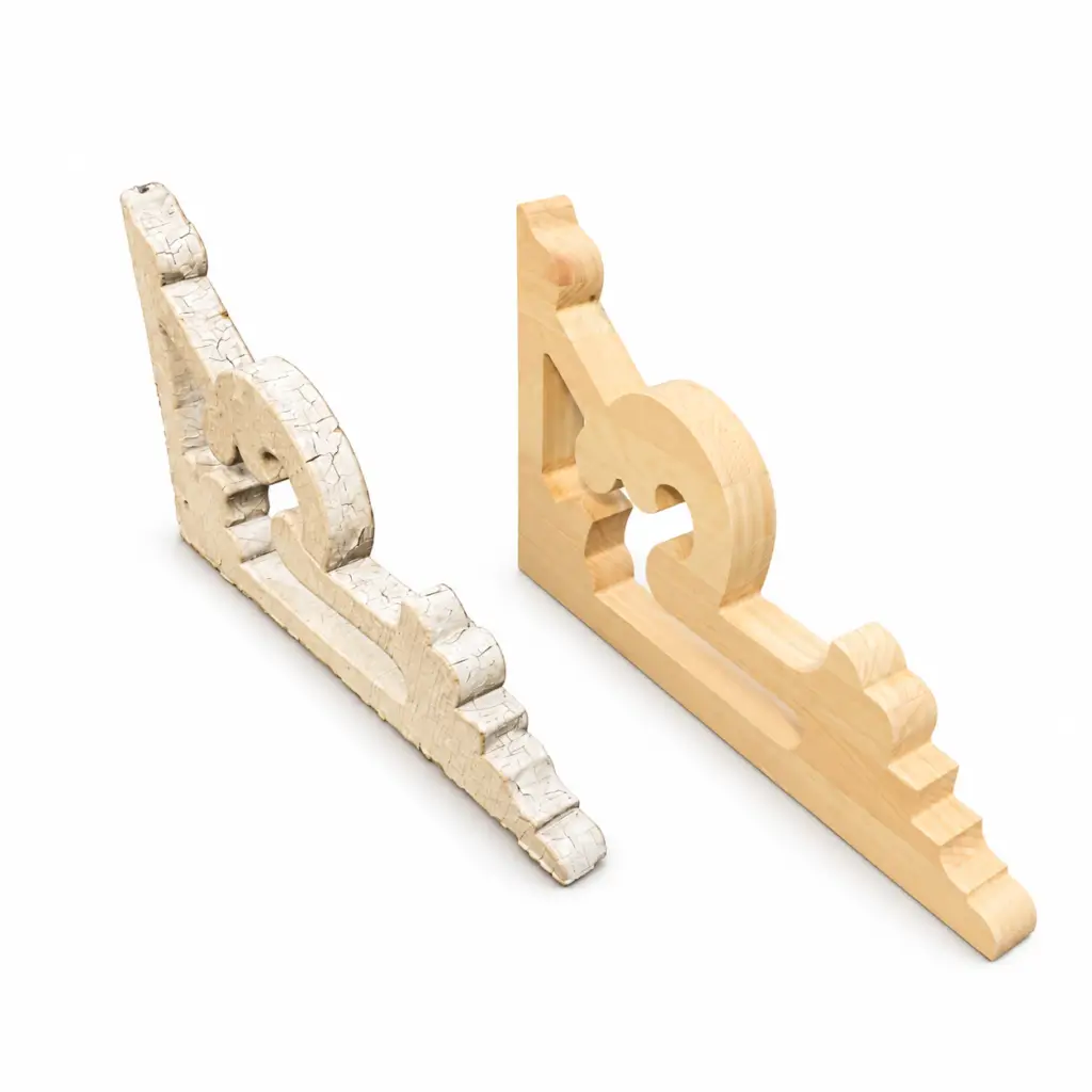 Deux supports décoratifs en bois.